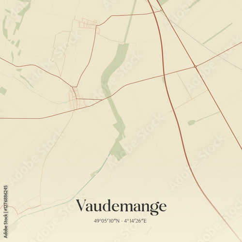 Vintage map of Vaudemange, France.