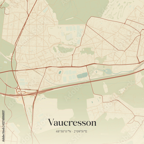 Vintage map of Vaucresson, France.