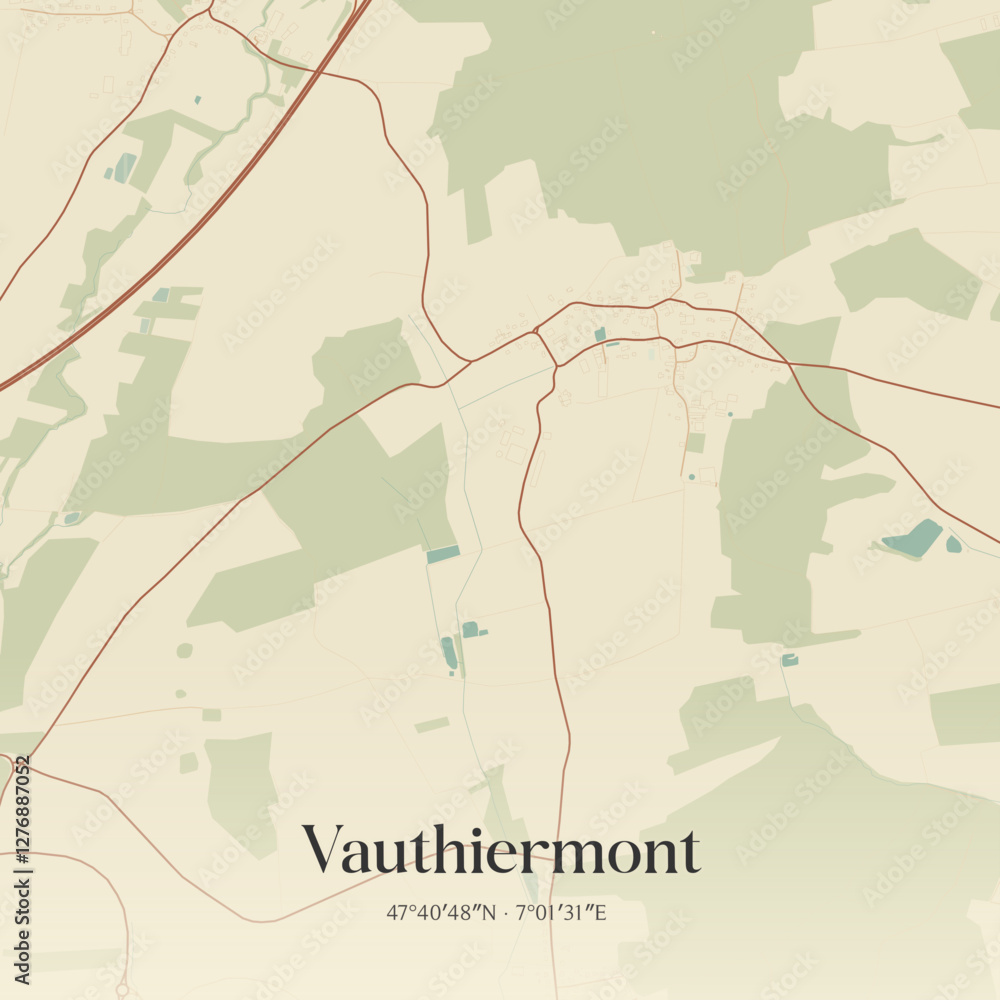 Obraz premium Vintage map of Vauthiermont, France.