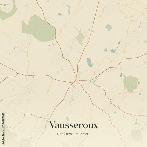 Vintage map of Vausseroux, France.