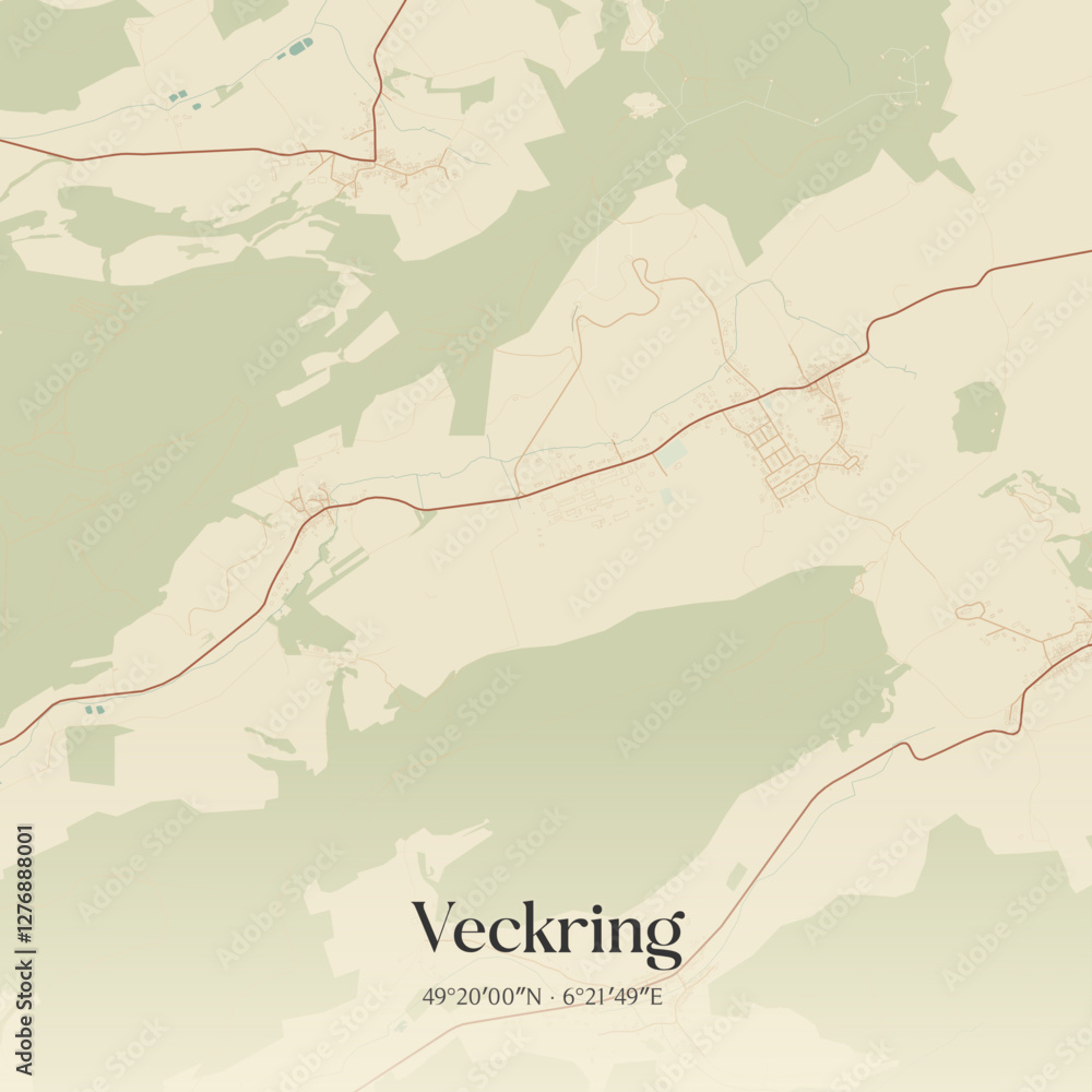 Obraz premium Vintage map of Veckring, France.