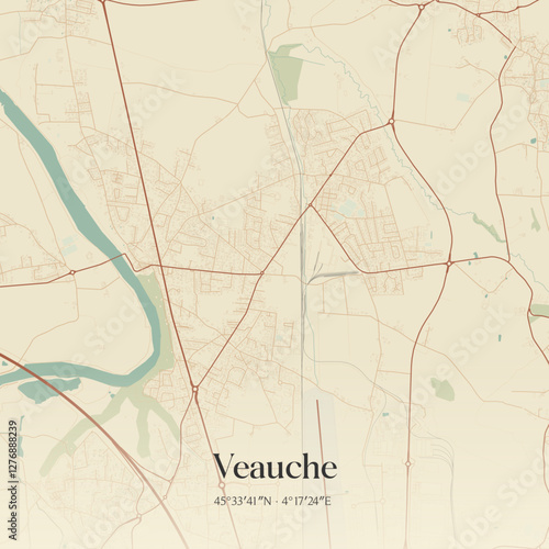 Vintage map of Veauche, France.