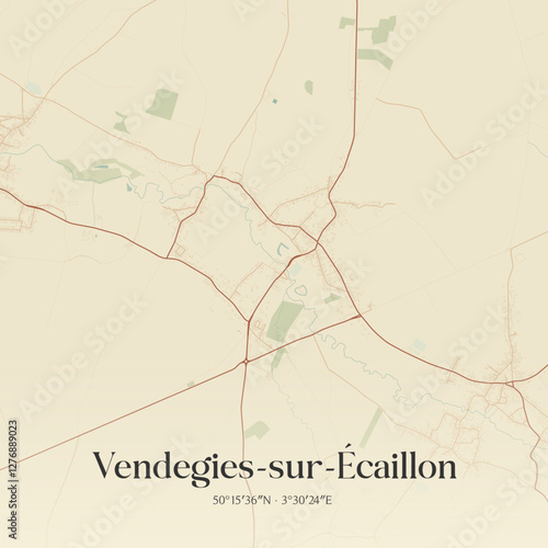 Vintage map of Vendegies-sur-Écaillon, France.