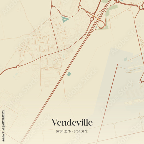 Vintage map of Vendeville, France.