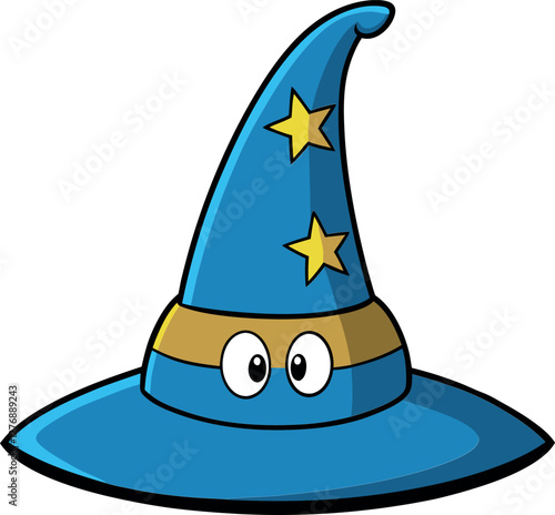 Enchanting and Colorful Minimalist Vector Illustration of a Cartoon Wizard Hat – High-Quality Digital Art with a Magical, Fantasy, and Mystical Design