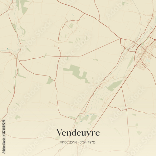 Vintage map of Vendeuvre, France.