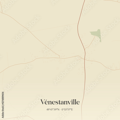 Vintage map of Vénestanville, France.