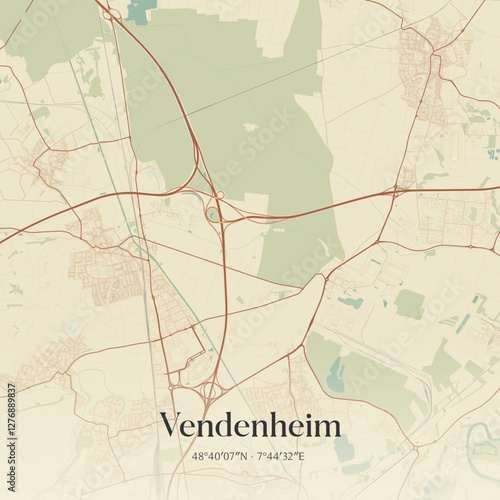Vintage map of Vendenheim, France.