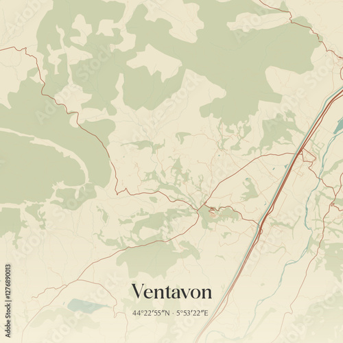 Vintage map of Ventavon, France.