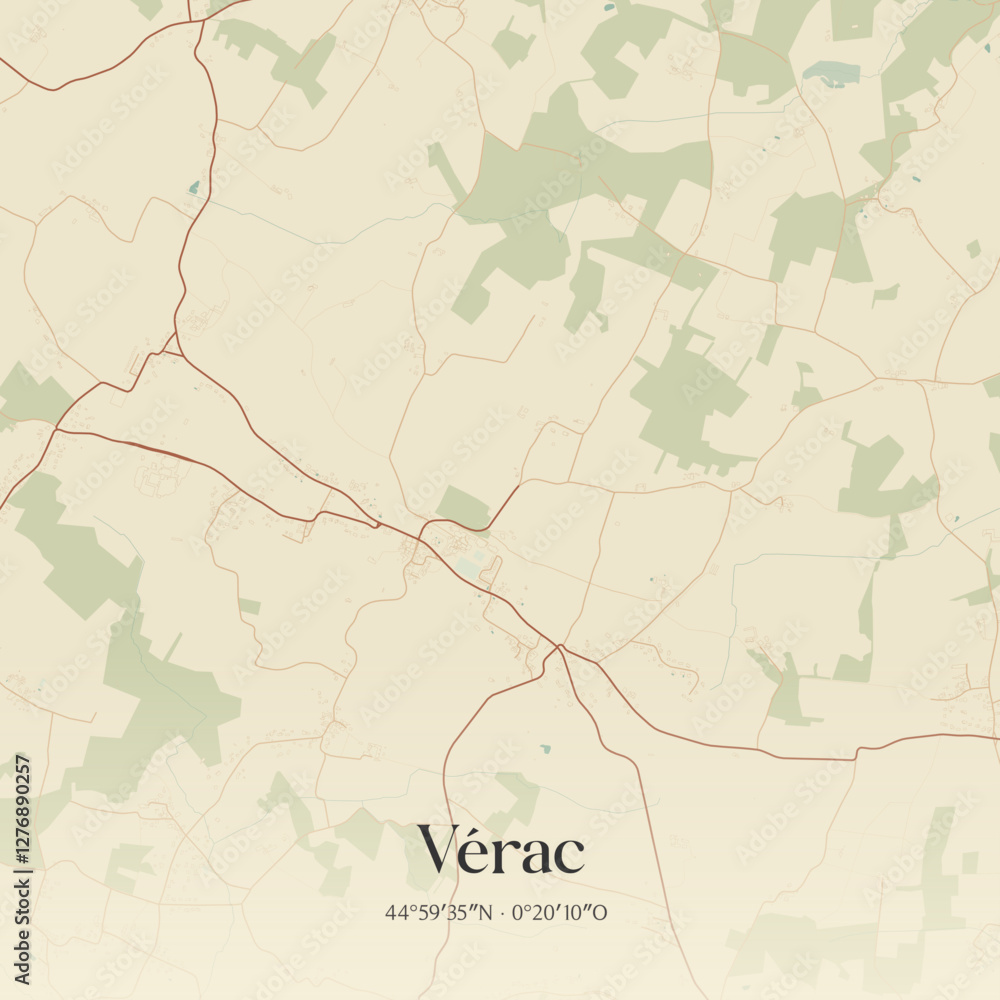 Fototapeta premium Vintage map of Vérac, France.