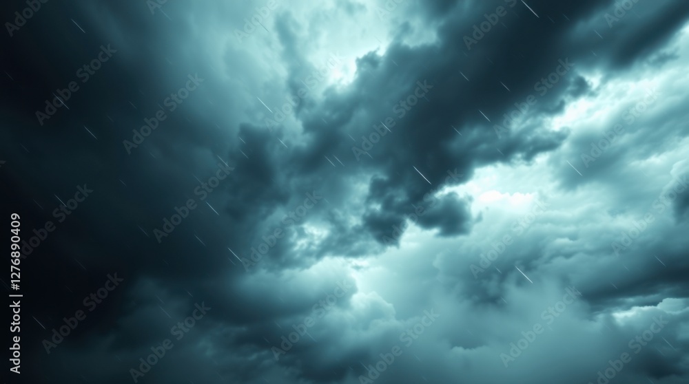 Fototapeta premium Dramatic Storm Clouds with Rain Streaks Against Moody Sky Background