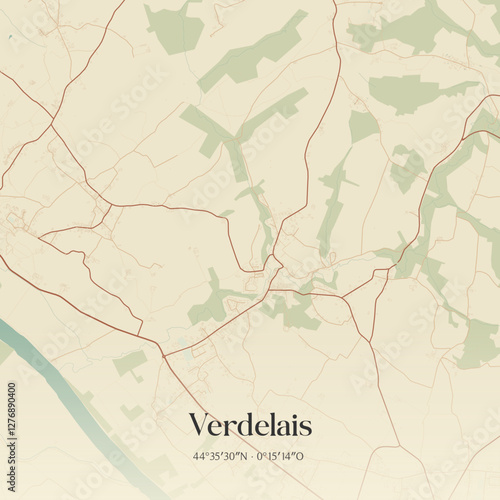 Vintage map of Verdelais, France.