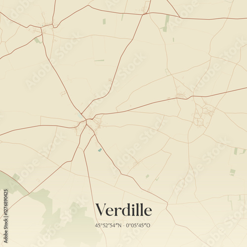 Vintage map of Verdille, France.