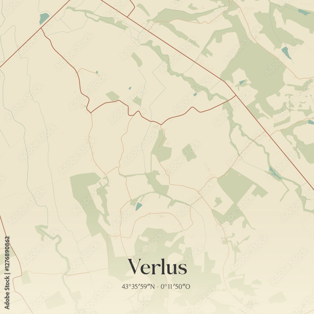 Obraz premium Vintage map of Verlus, France.
