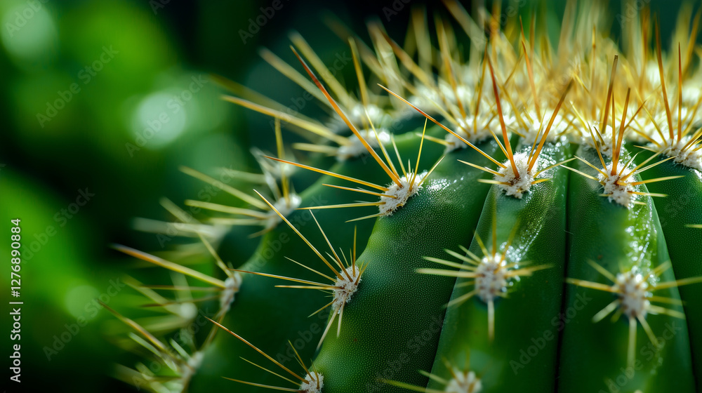 Close-up of a resilient barrel cactus with deep grooves Close-up of a resilient barrel cactus with deep grooves