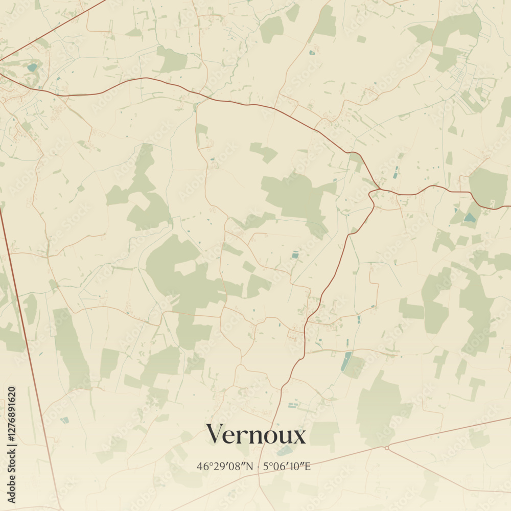 Obraz premium Vintage map of Vernoux, France.
