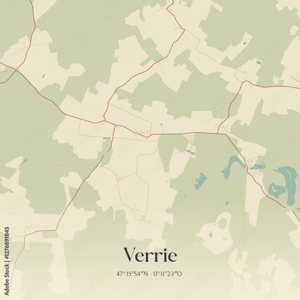 Obraz premium Vintage map of Verrie, France.