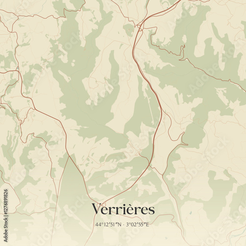Vintage map of Verrières, France.