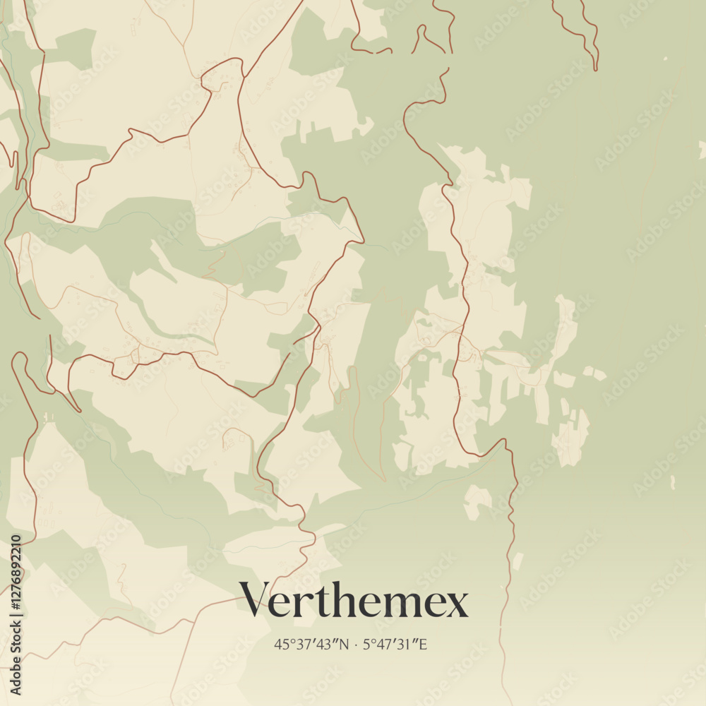 Fototapeta premium Vintage map of Verthemex, France.