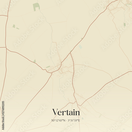 Vintage map of Vertain, France.