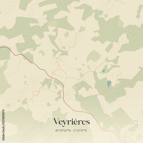 Vintage map of Veyrières, France.