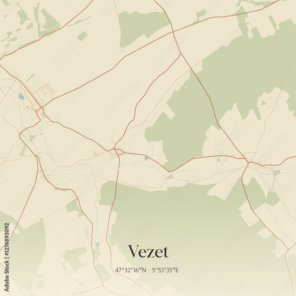Obraz premium Vintage map of Vezet, France.