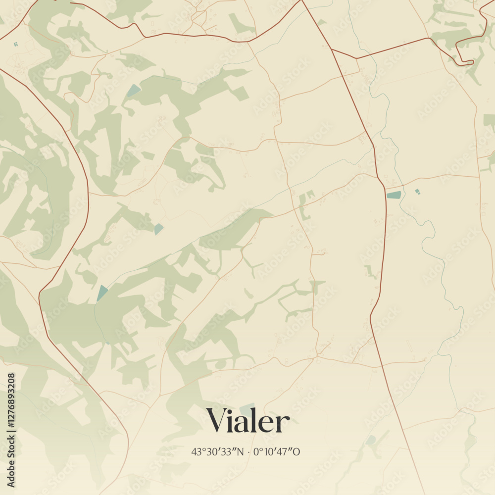 Fototapeta premium Vintage map of Vialer, France.