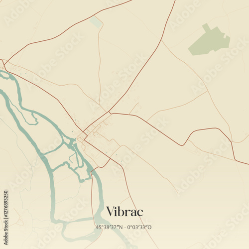 Vintage map of Vibrac, France.