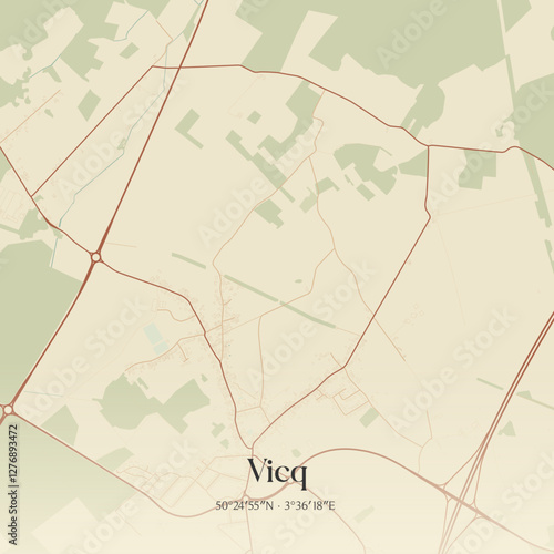 Vintage map of Vicq, France.