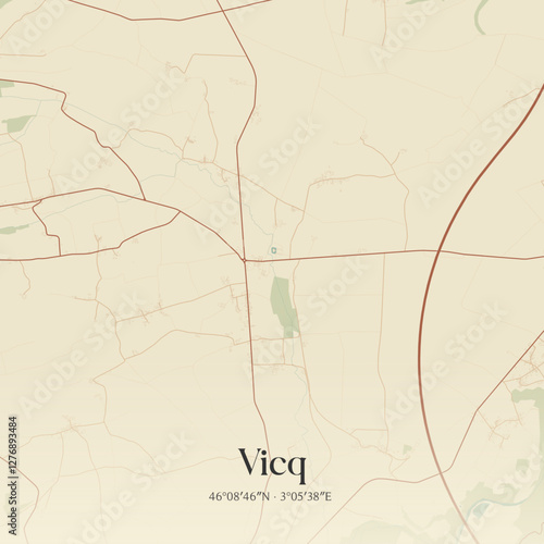 Vintage map of Vicq, France.