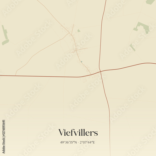 Vintage map of Viefvillers, France.