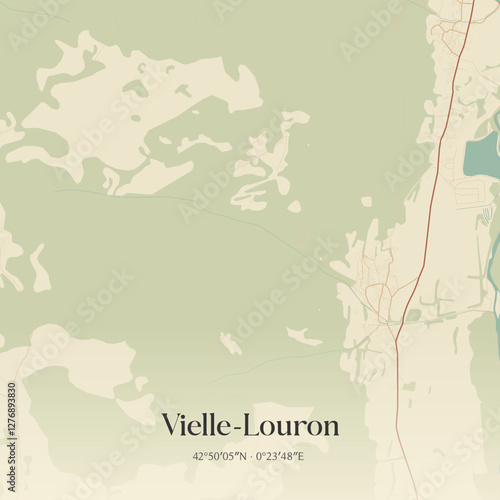 Vintage map of Vielle-Louron, France.