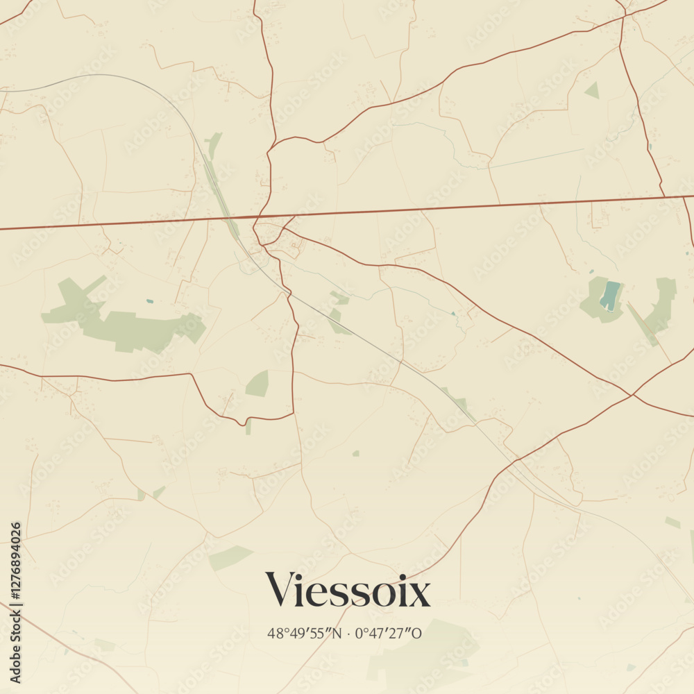 Fototapeta premium Vintage map of Viessoix, France.