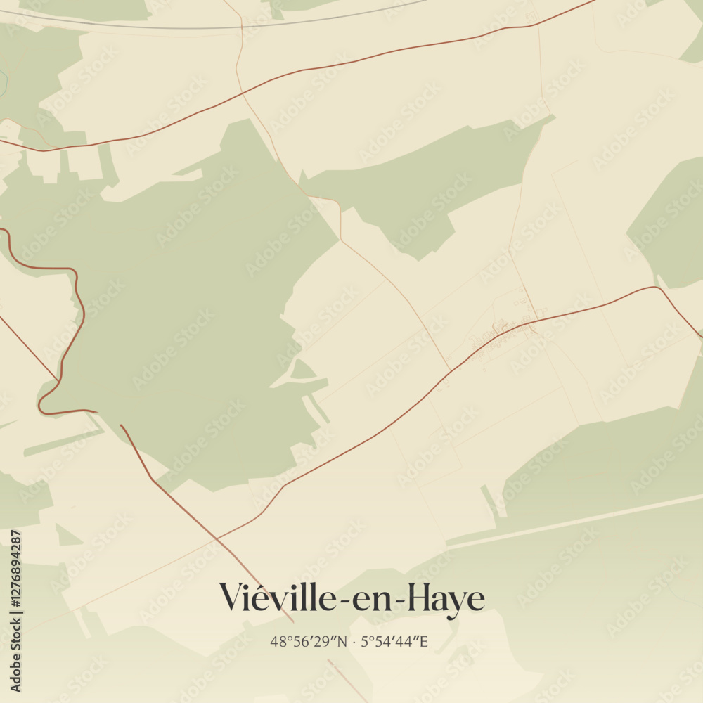 Obraz premium Vintage map of Viéville-en-Haye, France.