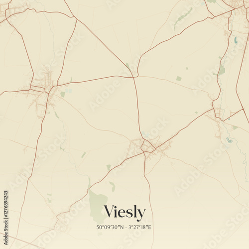 Vintage map of Viesly, France.