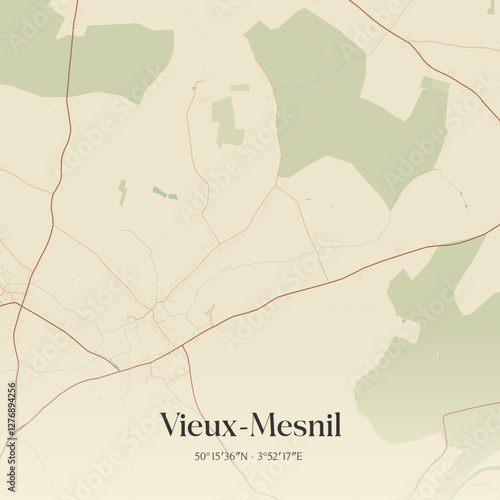 Vintage map of Vieux-Mesnil, France.