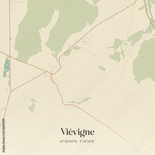 Vintage map of Viévigne, France.