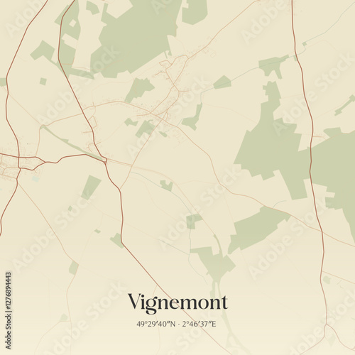 Vintage map of Vignemont, France.
