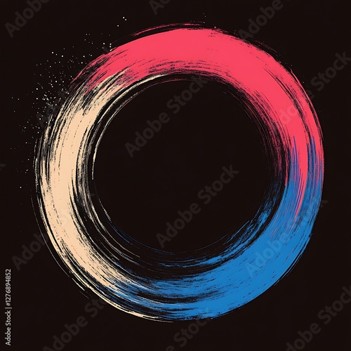 Abstract circular brush stroke graphic design, background, possible use for poster, or logo template photo