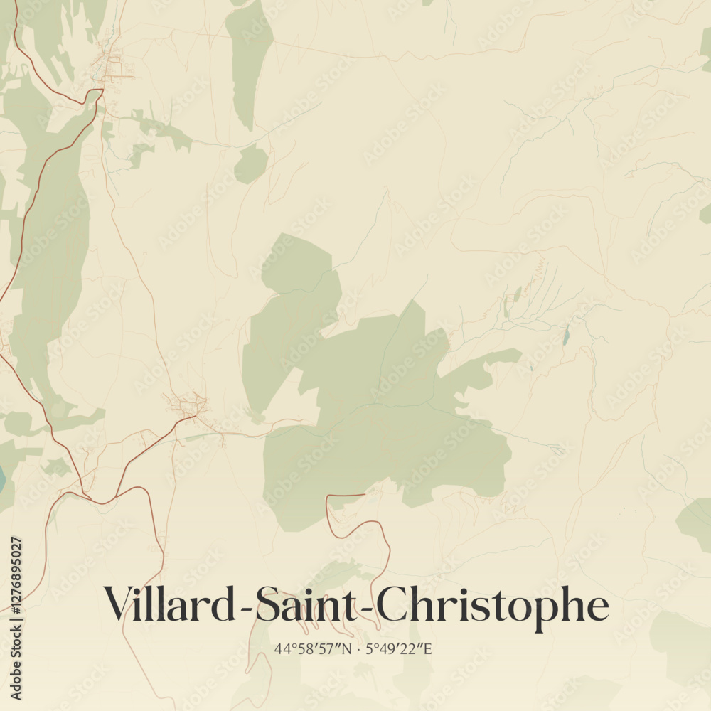 Fototapeta premium Vintage map of Villard-Saint-Christophe, France.
