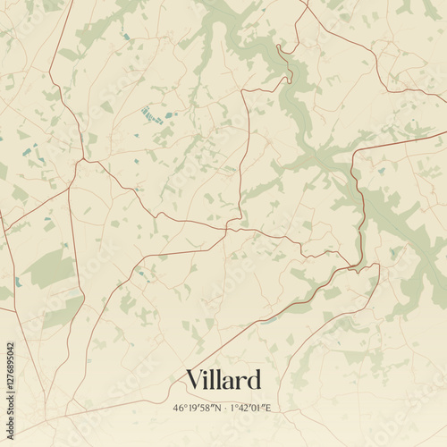 Vintage map of Villard, France.