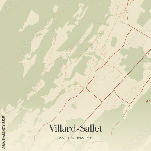 Vintage map of Villard-Sallet, France.