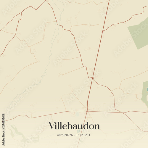 Vintage map of Villebaudon, France.