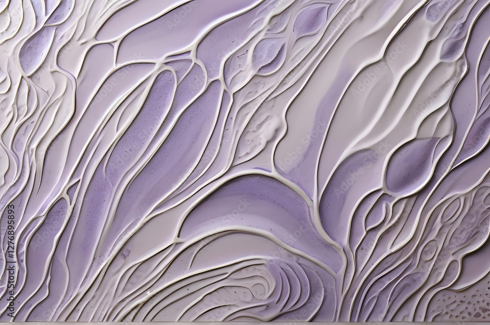 Fototapeta premium Abstract textured surface design featuring smooth waves and curves in soft purple tones