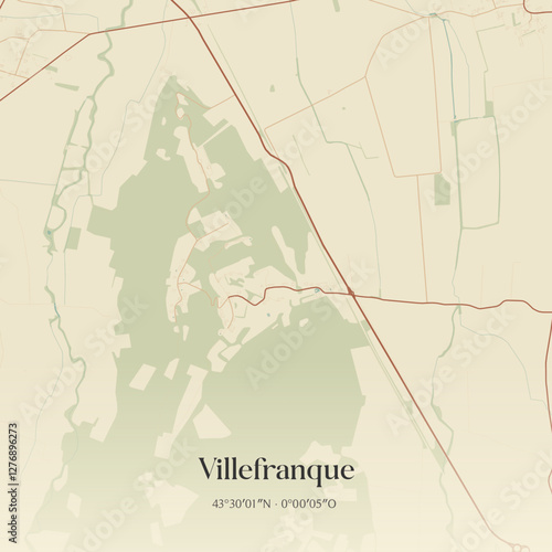 Vintage map of Villefranque, France.