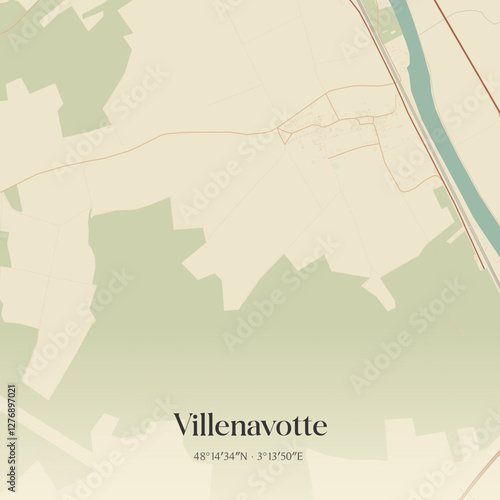 Vintage map of Villenavotte, France.