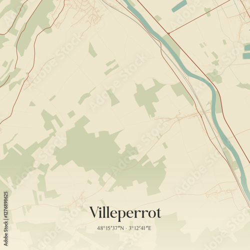 Vintage map of Villeperrot, France.