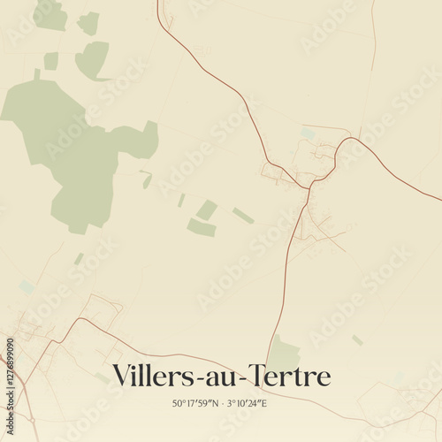 Vintage map of Villers-au-Tertre, France.