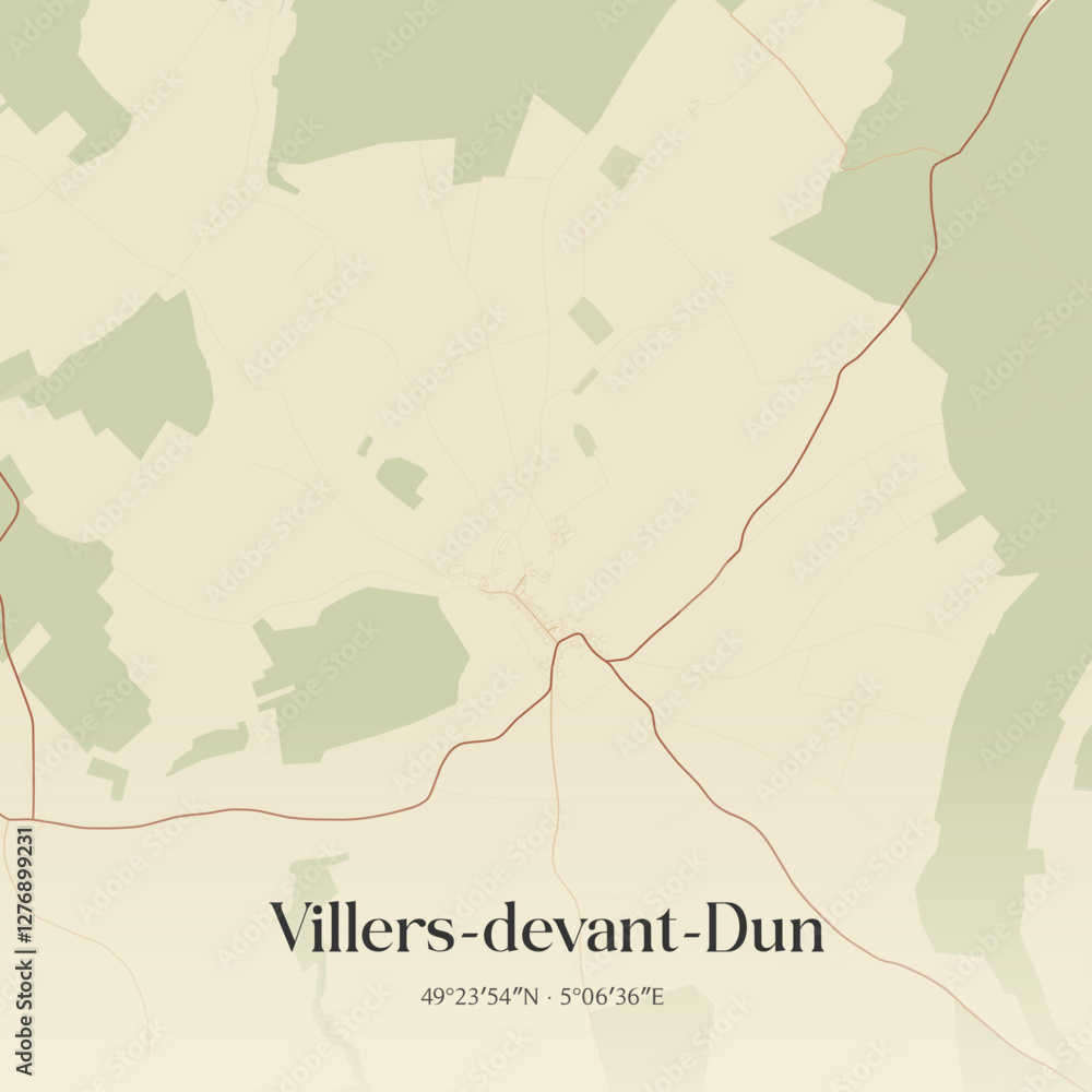 Obraz premium Vintage map of Villers-devant-Dun, France.