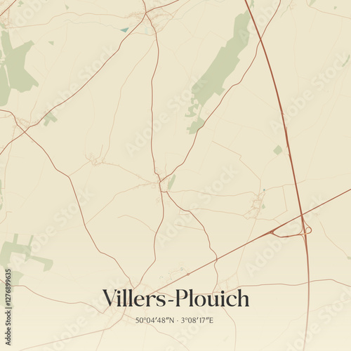 Vintage map of Villers-Plouich, France.